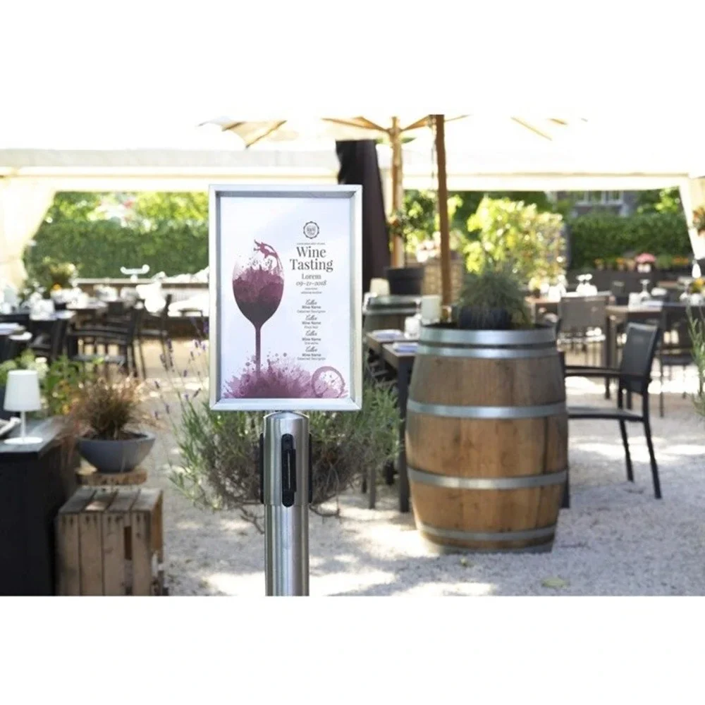 A4 Portrait Barrier Post Top Sign Holder‎ Stainless Steel